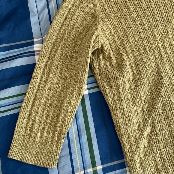 Karen Scott petite warm olive knit v-neck sweater - Picture 13 of 17